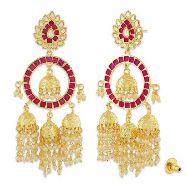 Gold Color Brass Material Long earrings- ER0518KJ94009M -