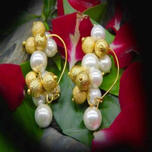 Traditional Gold Plated Studded Embellished with Pearls Earrings for Women and Girls