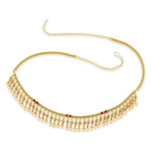 Gold Color Copper Material Gold and pearl Tassel Kamarband-KB0518SR201G