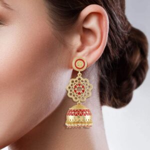 Gold Ethnic filigree Jhumki earrings