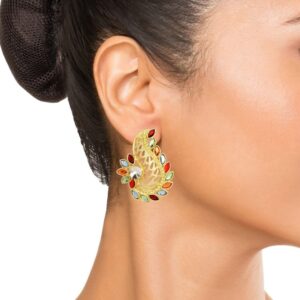 Gold Filigree Oversized Stud Earrings for women