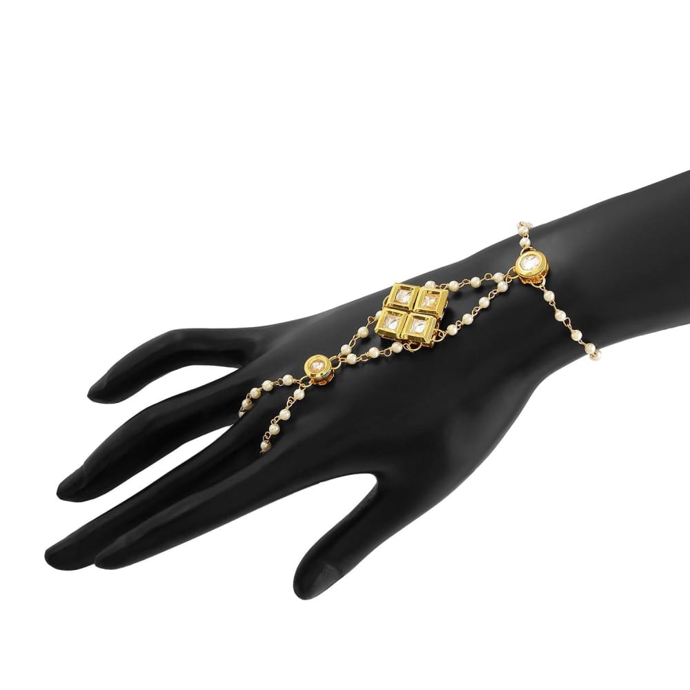Buy Lucky Jewellery Elegant White Color Gold Plated 1 Pair Finger Ring  Bracelet for Girls & Women (430-L1HS-16-W-2) Online at Best Prices in India  - JioMart.