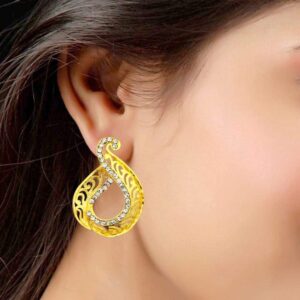 Gold Oversized Stud Earrings for Women and Girls Pair of 1