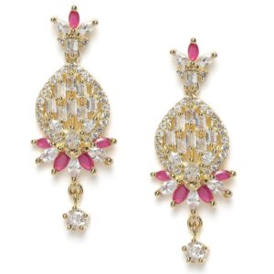 Gold-Plated AD Studded Handcrafted Drop Earrings