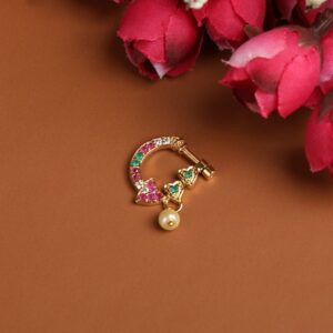 Gold Plated AD Studded Handcrafted Nose Pin