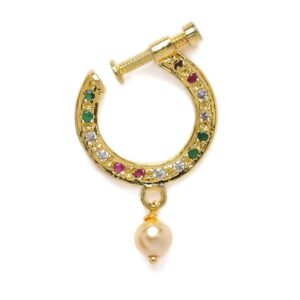Gold Plated AD Studded Handcrafted Nose Pin