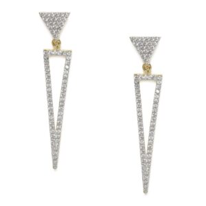Gold-Plated AD Studded Handcrafted Triangle Shaped Drop Earrings