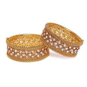 Gold Plated American Diamond Studded Bangles Set of 2 for Women
