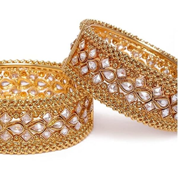 Gold Plated American Diamond Studded Bangles Set of 2