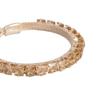 Gold Plated American Diamond Studded Delicate Cuff Bracelet for Women