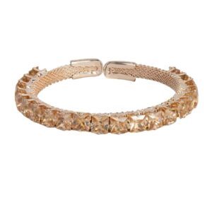 Gold Plated American Diamond Studded Delicate Cuff Bracelet for Women