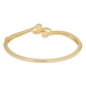 Gold Plated American Diamonds & Pearls Studded Handcrafted Bangle Like Bracelet for Women