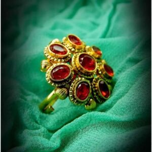 Gold Plated Antique Floral Finger Ring for Women