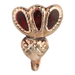 Gold Plated Antique Flower Shaped Enamel Nose Pin for Women