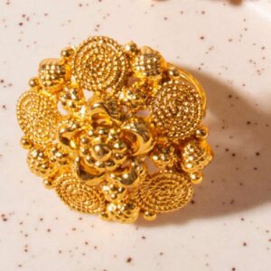 Gold Plated Antique Spiral Flower Finger Ring for Women