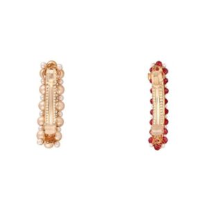 Gold Plated Bead Hair Barrette Buckle Clips Pack of 2 for Women