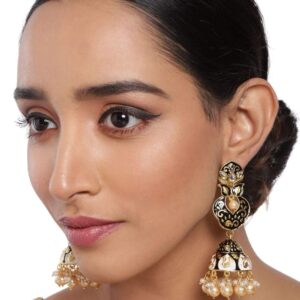 Gold Plated Black Enameled Dome Shaped Jhumkas