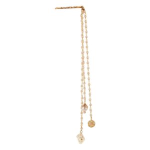 Gold Plated Bobby Pins with Pearl Chain and Drops for Women