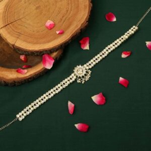 Gold Plated Bridal Mathapatti/ Sheeshphool with Pearls and Kundan for Women