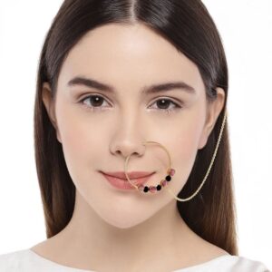 Gold Plated Champagne Stone Contemporary Nose Ring For Women