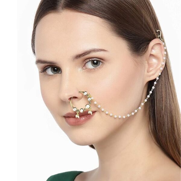 AccessHer Ad Nose Ring With Chain-NR0219SR58GW