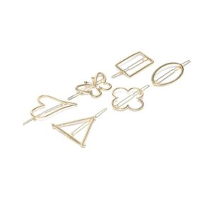 Gold Plated Different Shape Hair Pin Pack of 6 for Women
