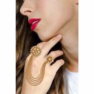 Gold Plated Double Finger Ring for Women