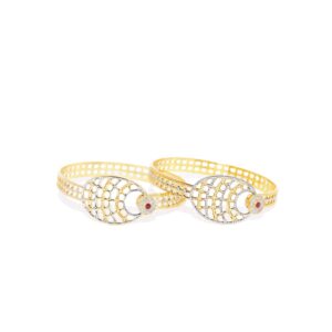 Gold Plated Dual Tone Bangles Set of 2 for Women