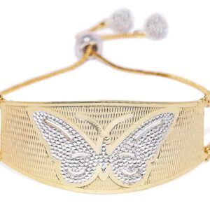 Gold Plated Dual Tone Butterfly Bracelet for Women