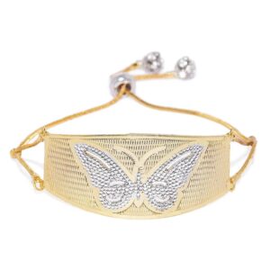 Gold Plated Dual Tone Butterfly Bracelet for Women