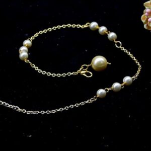 Gold Plated Elegant Pearl Chain Designer Anklet for Women