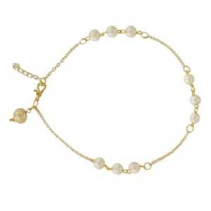 Gold Plated Elegant Pearl Chain Designer Anklet for Women