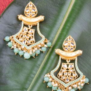 Gold Plated Enamel Kundan Earrings for women And Girls