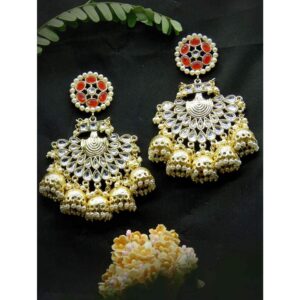 Gold Plated Ethnic Chaandbali Kundan Earrings for Women