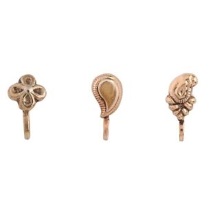 Gold Plated Ethnic Nose Pins Set of 4 for Women