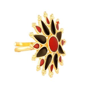 Gold Plated Floral Multicolour Finger Ring for Women