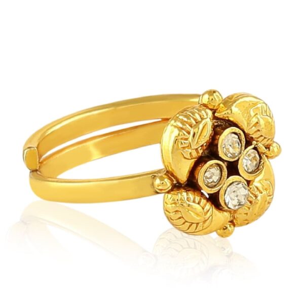 Gold Plated Flower Shape Studded Toe Ring