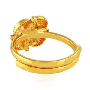 Gold Plated Flower Shape Studded Toe Ring for Women
