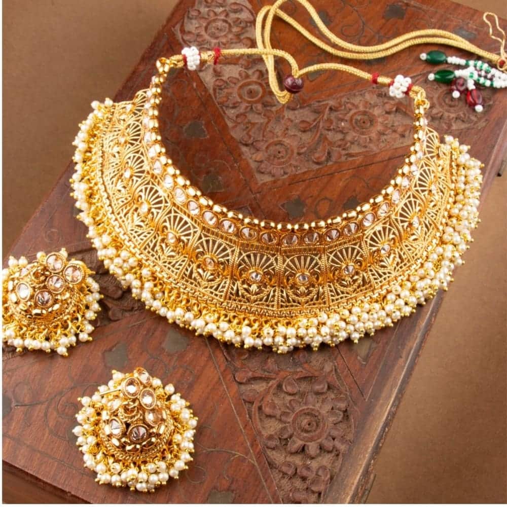 AccessHer Gold plated Handcrafted Antique gold Embellished