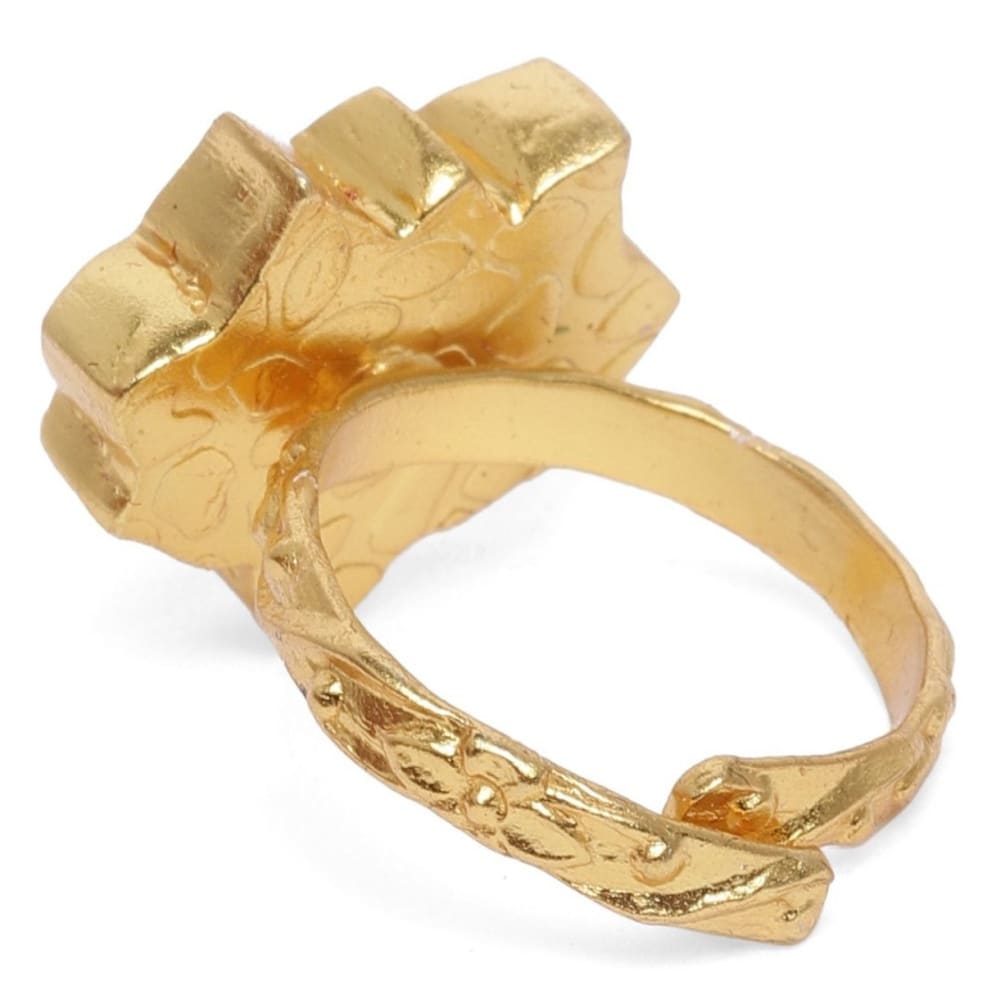 Accessher Gold Plated Jadau kundan Finger ring For women And