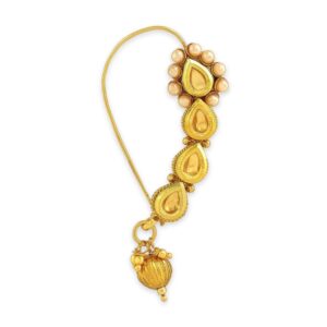 Gold Plated Kundan and Pearl Embellished Nath for Women