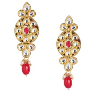 AccessHer Gold Plated Kundan and Ruby Beads Embellished Choker Set for Women