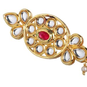 AccessHer Gold Plated Kundan and Ruby Beads Embellished Choker Set for Women