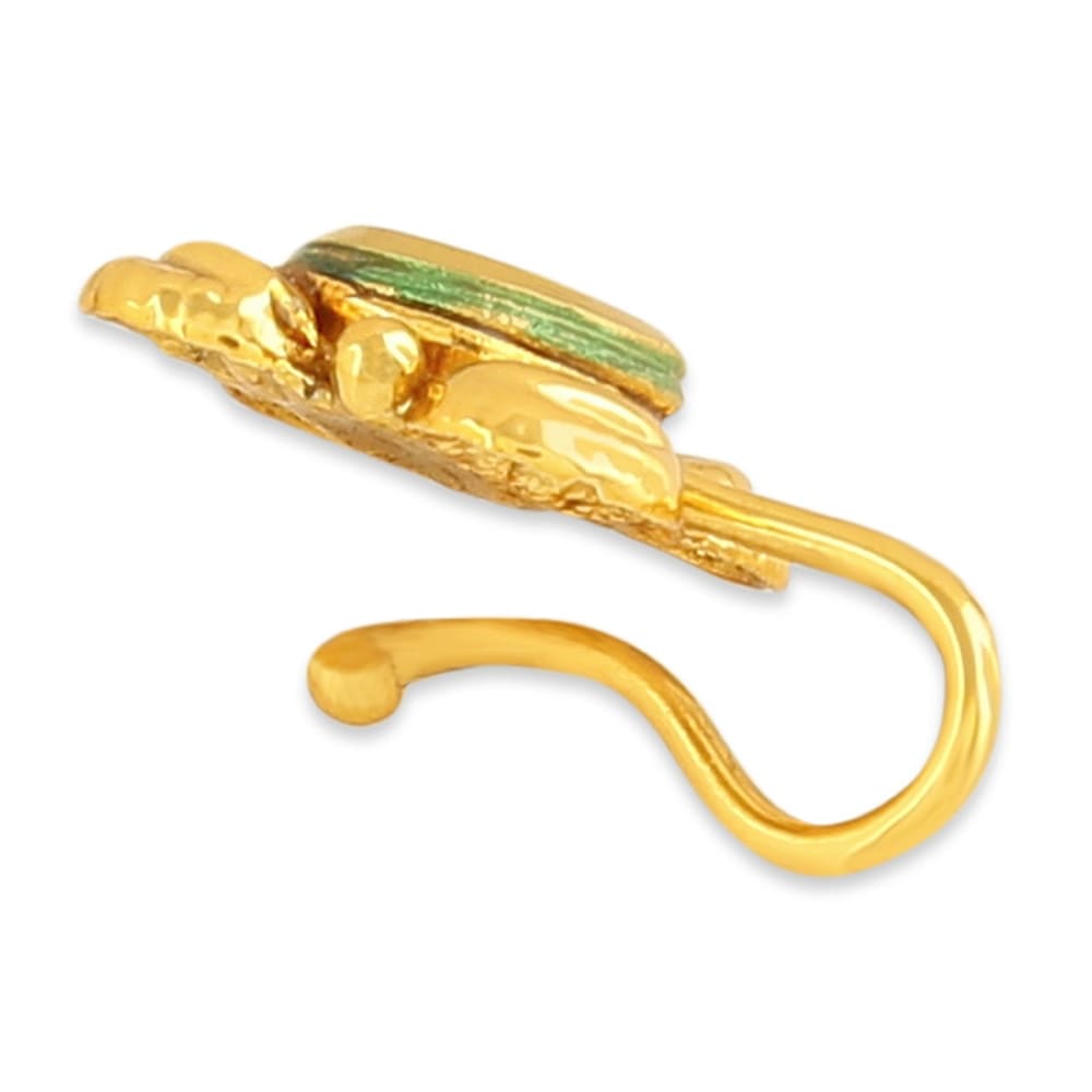 ACCESSHER Golden Color Brass Material Floral Nose