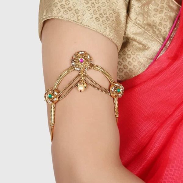 ACCESSHER Red and Gold Color Copper Antique Bajuband Armlet