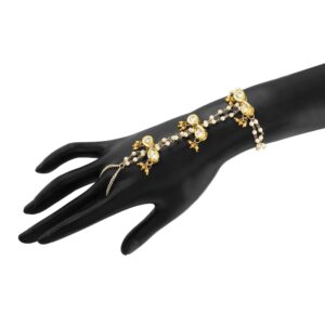 Gold Plated Kundan Hathphhol/ Ring Bracelet for Women