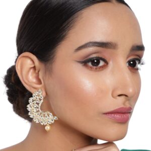 Gold-Plated Kundan Jewellery stylish fancy Earrings for women