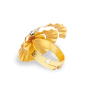 Gold Plated Moon Stone Embedded Contemporary Finger Ring for Women