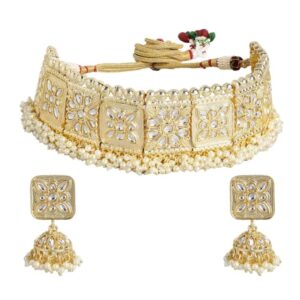 Gold-Plated Necklace With earring Wedding Collection Kundan and Pearls Necklace set for Women