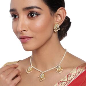 Gold-Plated Necklace With Earring Wedding Collection Kundan & Pearls Necklace set for Women